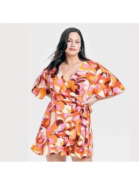 Ava & Viv Pink, Orange & Brown Retro Swirl Romper
